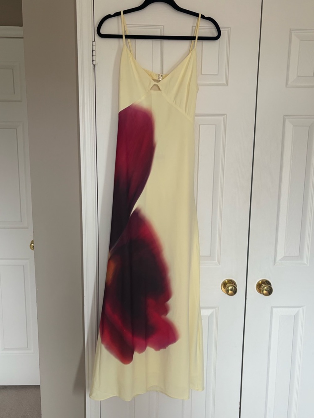 Abercrombie butter yellow dress with red toned flower